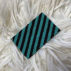 NWOT turquoise and black handmade beaded cuff bracelet